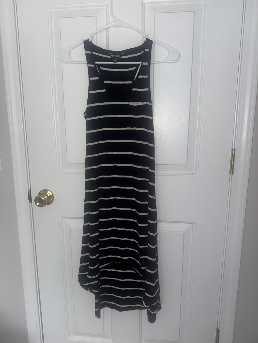Express Black and White Striped High-Low Tank Dress